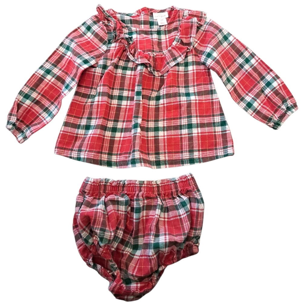Cat & Jack Red/green Plaid Dress Set